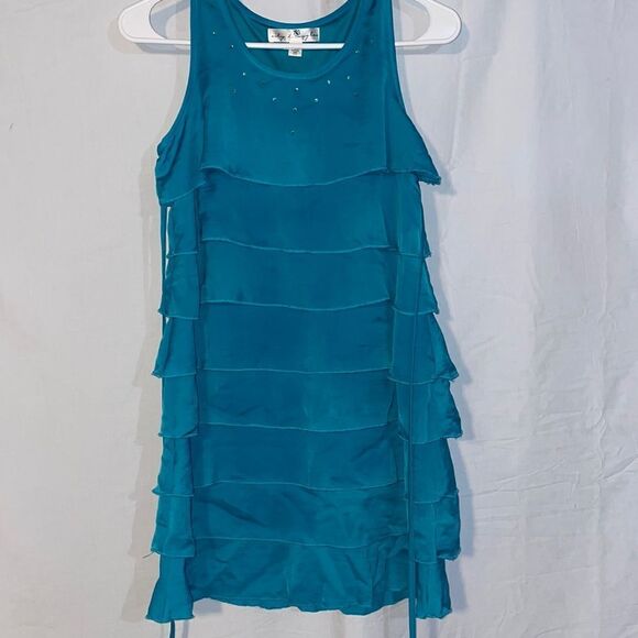 Juniors blue fringe dress - Picture 1 of 7
